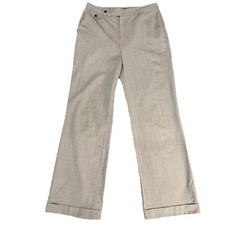 Ralph Lauren Wool Blend Dress Pants Women 6 Brown Straight High Rise Cuffed Hem