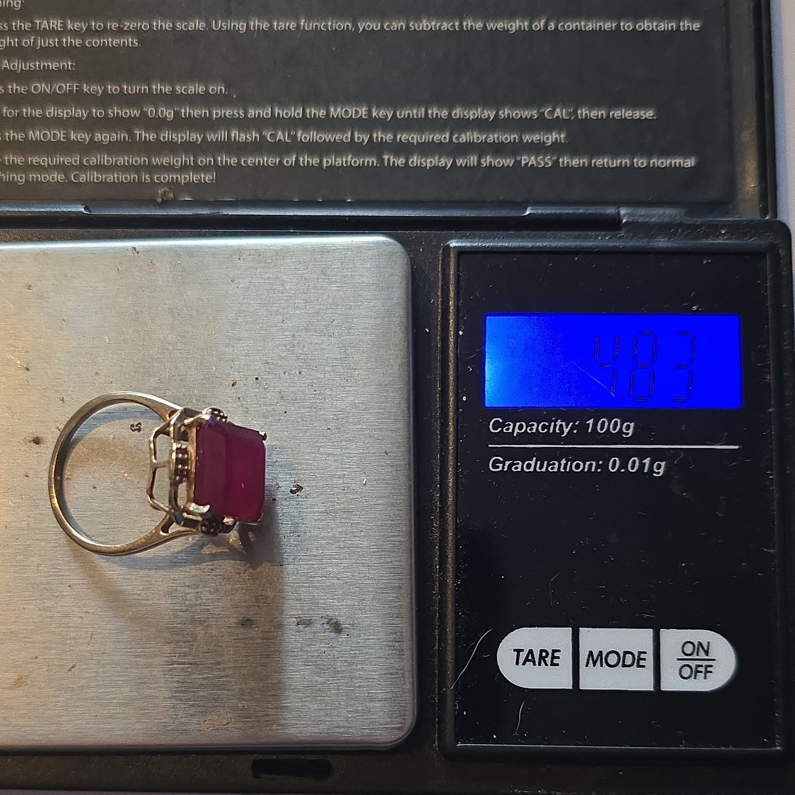 Solid 9ct emerald cut Ruby Cocktail Ring - image 10