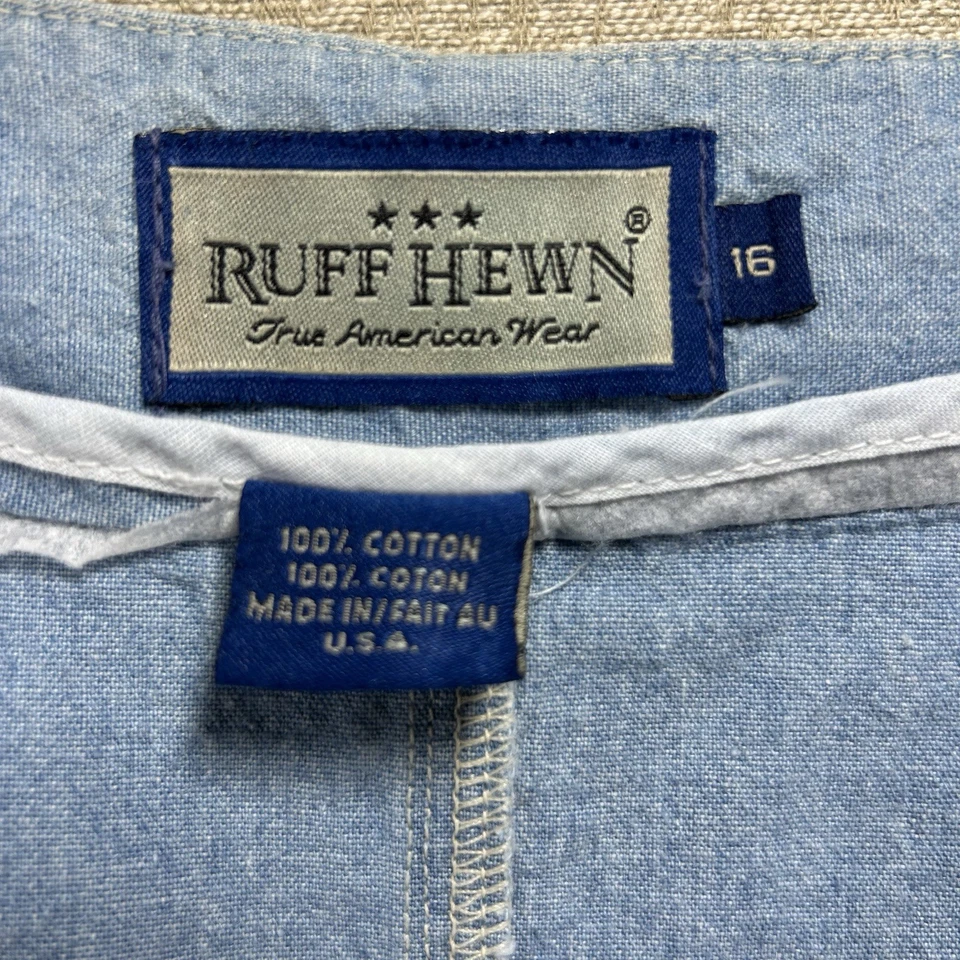 Ruff Hewn Chambray Denim Skirt Women 16 Midi Sailor Button Pockets Deep Slits - Image 3 of 4