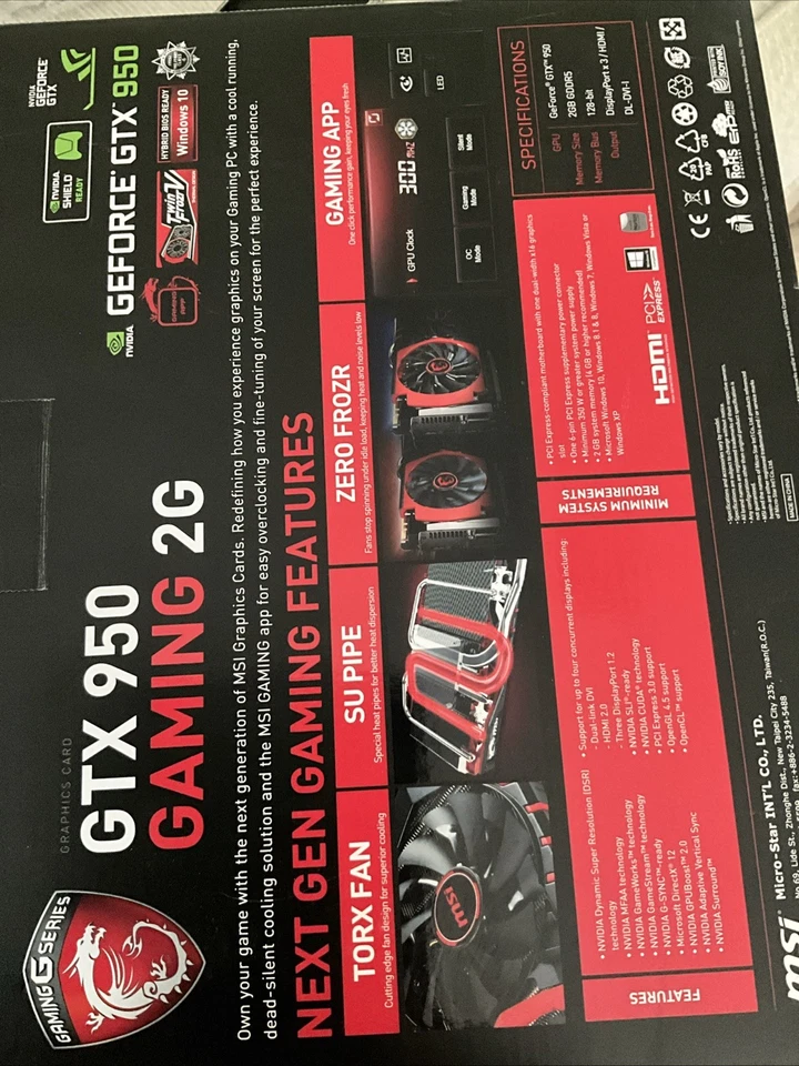 MSI GeForce GTX 950 2GB GDDR5 PCI Express 3.0 SLI Support Video Card Oc Edition - Image 2 of 3