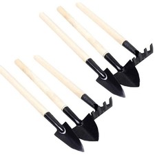 6 Pcs Garden Tools Mini Gardening Kit Plant Potted Flower Gadget Wooden Black