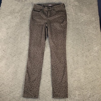 NYDJ Jeans Womens 4 Gray Cheetah Print Alina Legging Lift Tuck Stretch Shaping