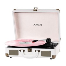 Record Player 3 Speeds Turntable with Bluetooth Built-in Battery Stereo Speak...
