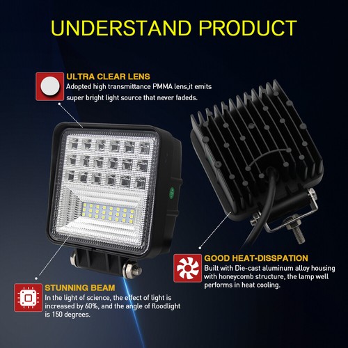 4PC 4"INCH LED Work Lights for Caterpillar Skid Steers Excavator Forklift Loader - Picture 8 of 8