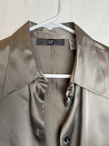 VINTAGE GAP SZ S 100% RAW POLISHED SILK, FRENCH CUFFS - Picture 6 of 16