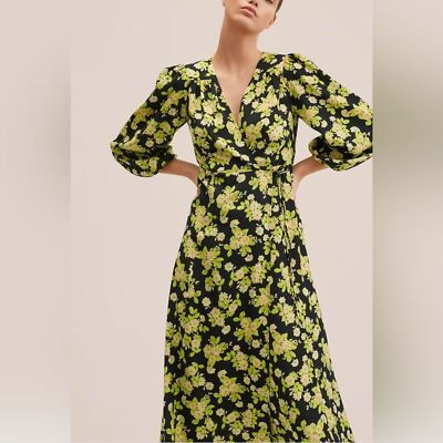mango green flower dress New MNG print dress, women size small, size US 4 neckline: plunging sweetheart