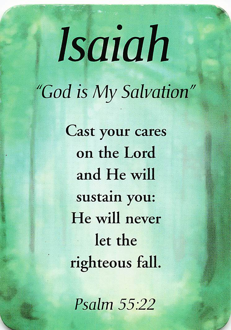 Isaiah &ldquo;God Is My Salvation&rdquo; Keepsake Name Meaning Card with Verse 