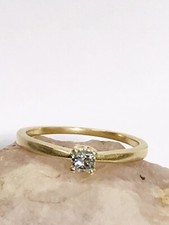 14K Solid Yellow Gold Princess Natural Diamond Solitaire Engagement Ring Size6.5