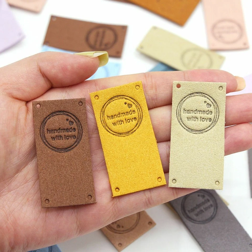 20 peças/lote de etiquetas de amor de couro sintético 2x5 cm feitas à mão etiquetas costura artesanato supp - Imagem 4 de 4