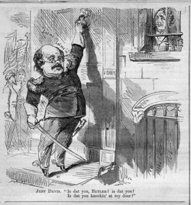 JEFF DAVIS GENERAL BUTLER WITH SWORD AT DOOR OF JEFF DAVIS CIVIL WAR ENGRAVING