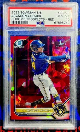 2022 Bowman Chrome Sapphire Edition Red Refractor /10 Jackson Chourio PSA 10