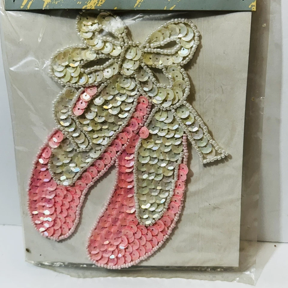 Vintage 80s 90s Sequin Sew On Patch Ballet Slippers Dancer Size Wang’s - Image 2 of 4
