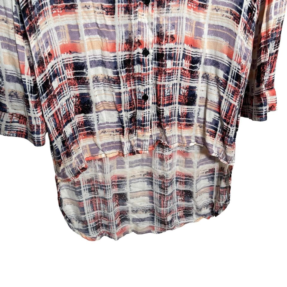 Blusa Cato Niña Juvenil XL Bolsillo Abotonado Manga 3/4 Colorida Top Alto-Bajo Foto 4 de 4