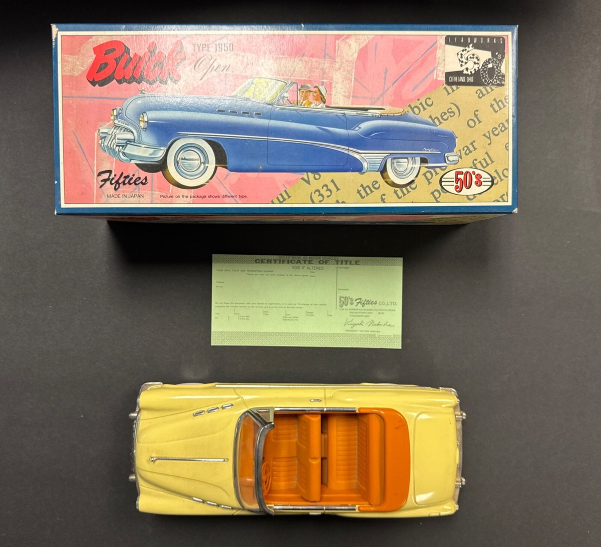 Buick Type 1950 Open Fifties ミニカー 1950 Buick YELLOW Convertible Model DIE-CAST Japan Car New In Box