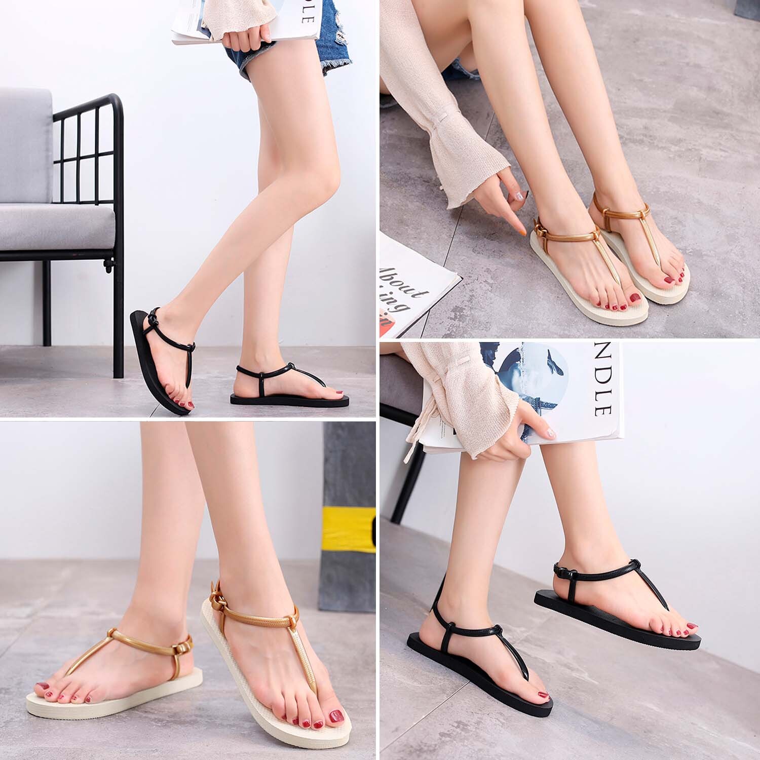 Low-Wedge Women Orthopedic Sandals Casual Flat Shoes Flip Flops Ladies Anti-Slip