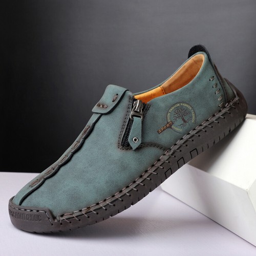 Casual Genuine Leather Men Loafers Moccasins Handmade Slip on Boat Shoes - Picture 3 of 21