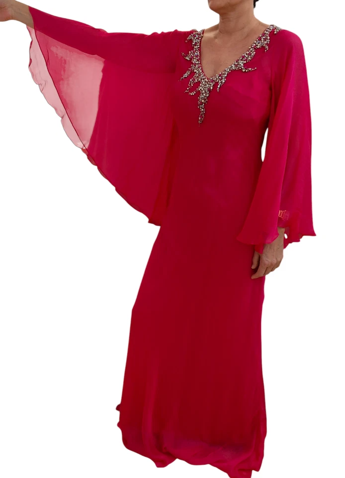 Robe de gran gala élégante long- Sagaie Paris, coloris Fushia , Taille 4 - Photo 2/4