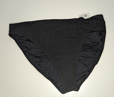NWT Old Navy 4X Mid-Rise Crochet Knit O-Ring French Cut Bikini Bottom Black Jack