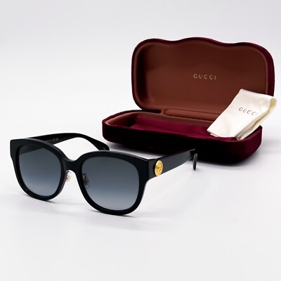 NEW GUCCI GG1409SK 001 ROUND BLACK GREY WOMEN SUNGLASSES