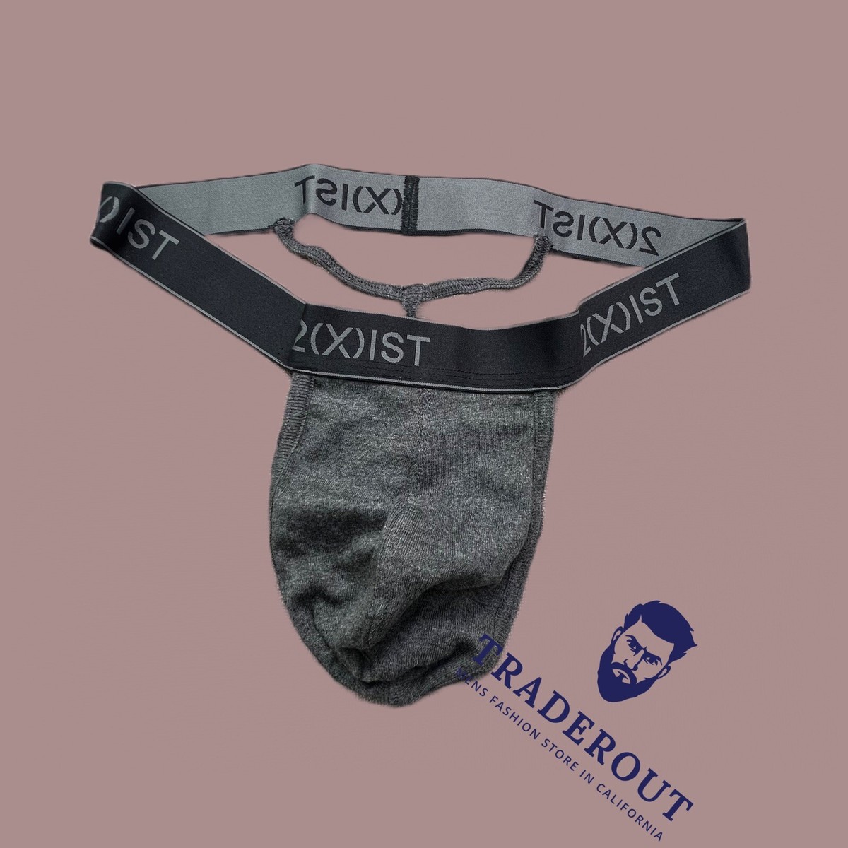 2(X)ist 2xist men grey cotton Y-Back Thong G-string