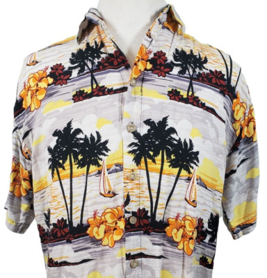 Rue 21 Hawaiian Casual Shirt Mens Size Large Tropical Floral Design Multicolor