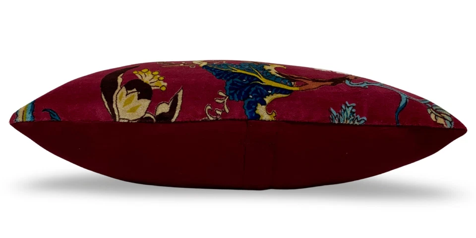 Funda de cojín floral granate de terciopelo de 2 piezas funda de almohada étnica hecha a mano 18" Foto 3 de 4