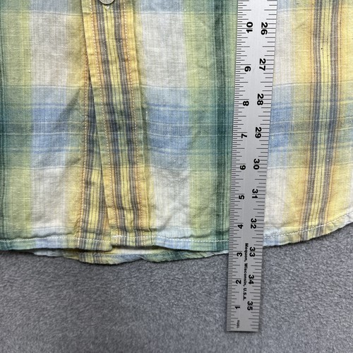 Tommy Bahama Shirt Men XXL Green Blue Plaid Linen Summer Beach Indigo Palms - Picture 8 of 14