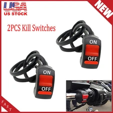 2pc Kill ON-OFF Latching Switch Scooter ATV Dirt Bike 7/8" Handlebar Switch Moto