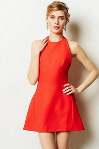 red halter skater dress