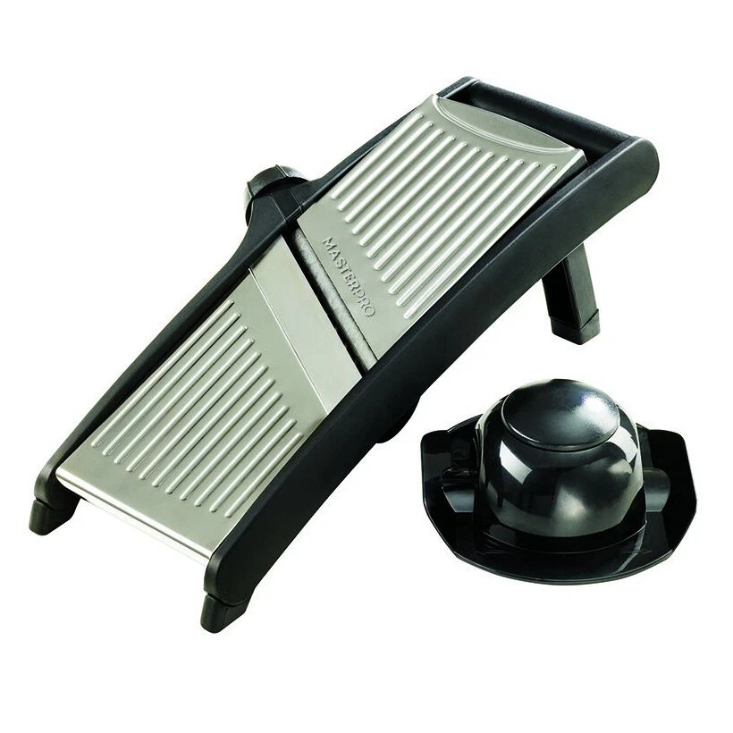 MASTERPRO Mandoline Slicer w/ Knob S/S/Black Julienne Cutter 38 × 16.5 ×12.5 cm!
Opens in a new wind