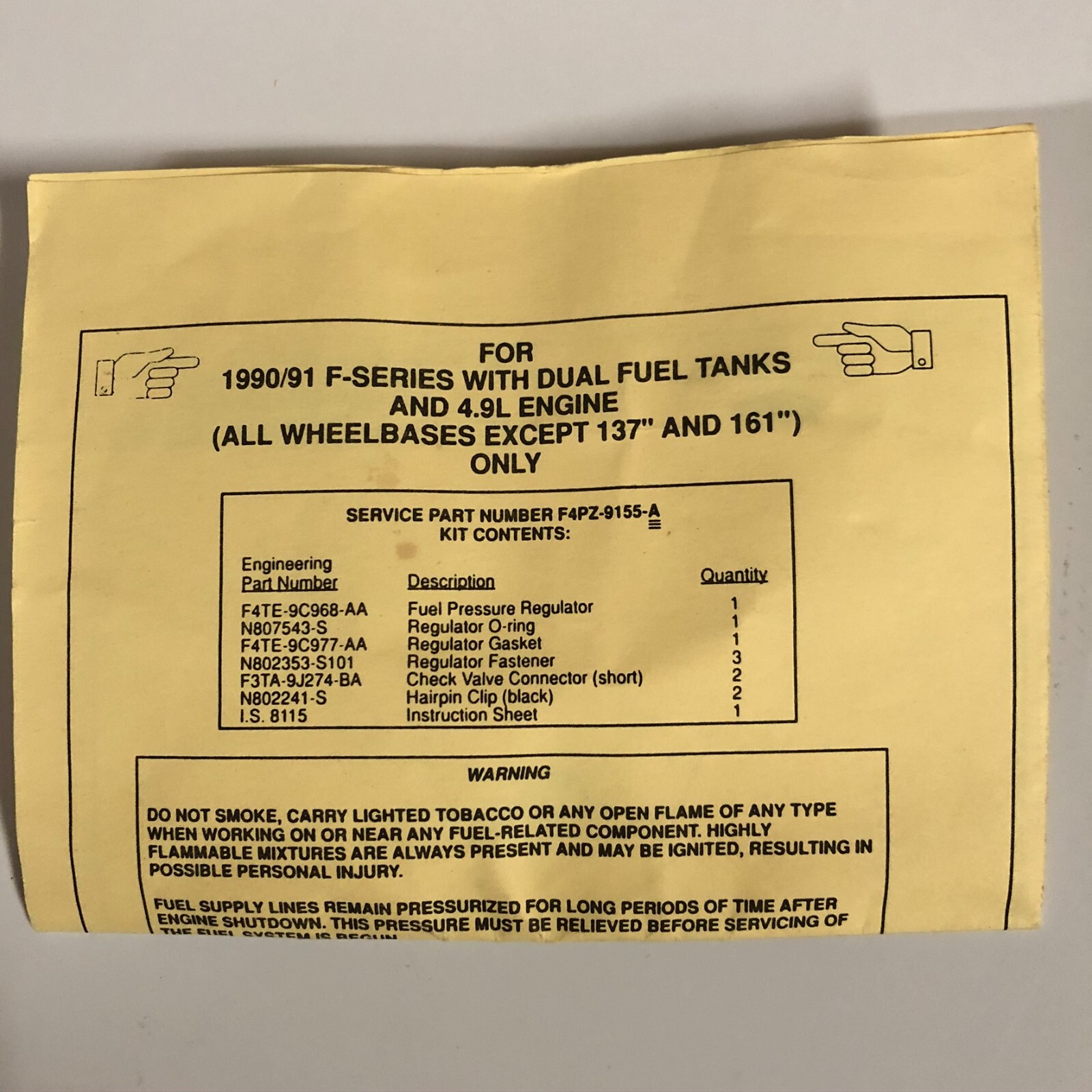 NOS Ford OEM F4PZ9155A Dual Fuel Tank Check Valve & Regulator Kit 4