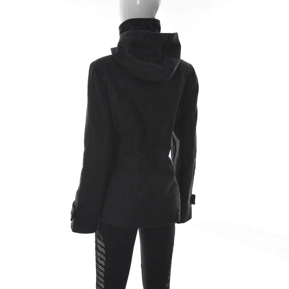 Calvin Klein Women Double Breasted Wool Trench Coat High Neck Hood Jacket Size12 - Image 3 of 4