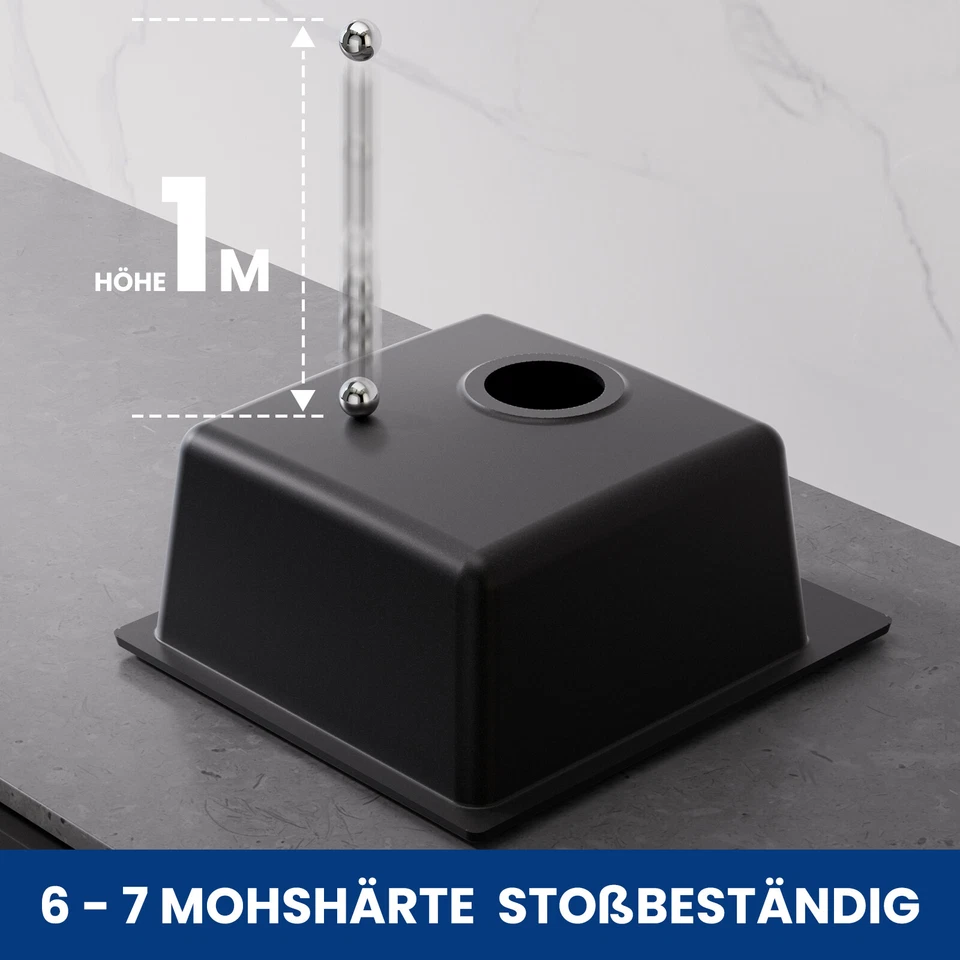 Granitspüle Küchenspüle 40x45cm Einbauspüle Spülbecken mit Siphon Granit Spüle - Bild 4 von 4