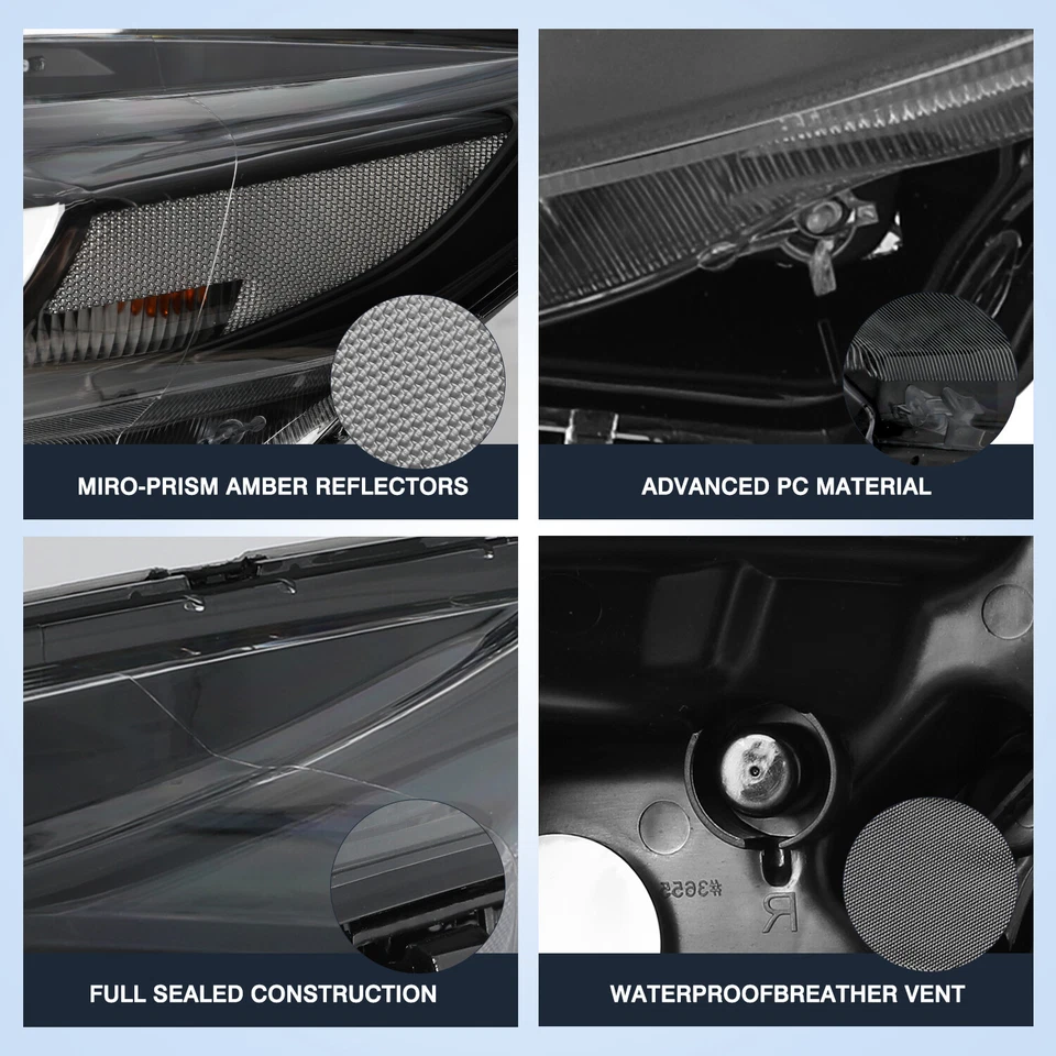 Para Honda Civic Coupe 2014-2015 Halógeno Estilo OE Faros Negros Transparentes Par Foto 4 de 4