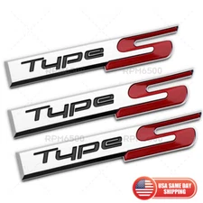 3pcs Acura Type S Side Fender & Truck Badge Logo Sport Emblem Nameplate Chrome