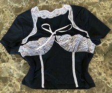 Kawaii Milkmaid Coquette Faux Corset Blouse Top Cottegecore M/L Cute