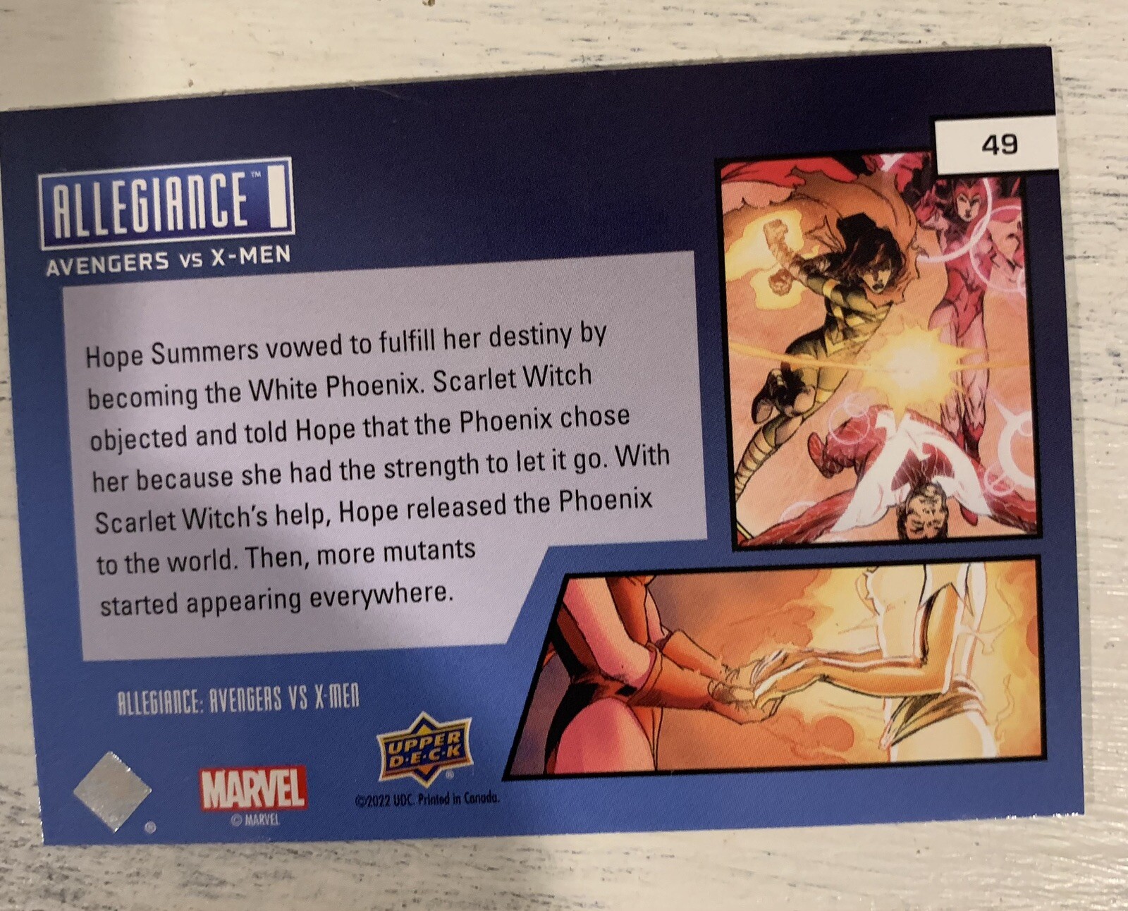 2023 Upper Deck Marvel Allegiance: #49 Scarlet Witch Avengers Vs X-Men (2012)#12 - Picture 2 of 2