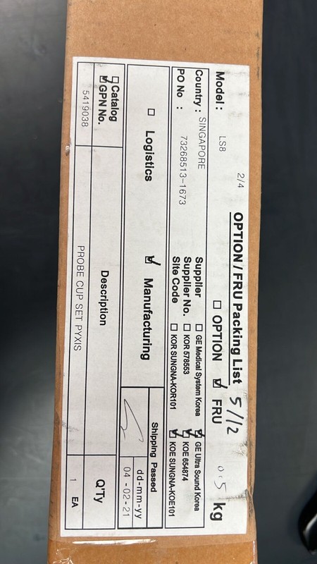 GE HEALTHCARE LS8 PROBE CUP SET PYXIS GPN 5419038