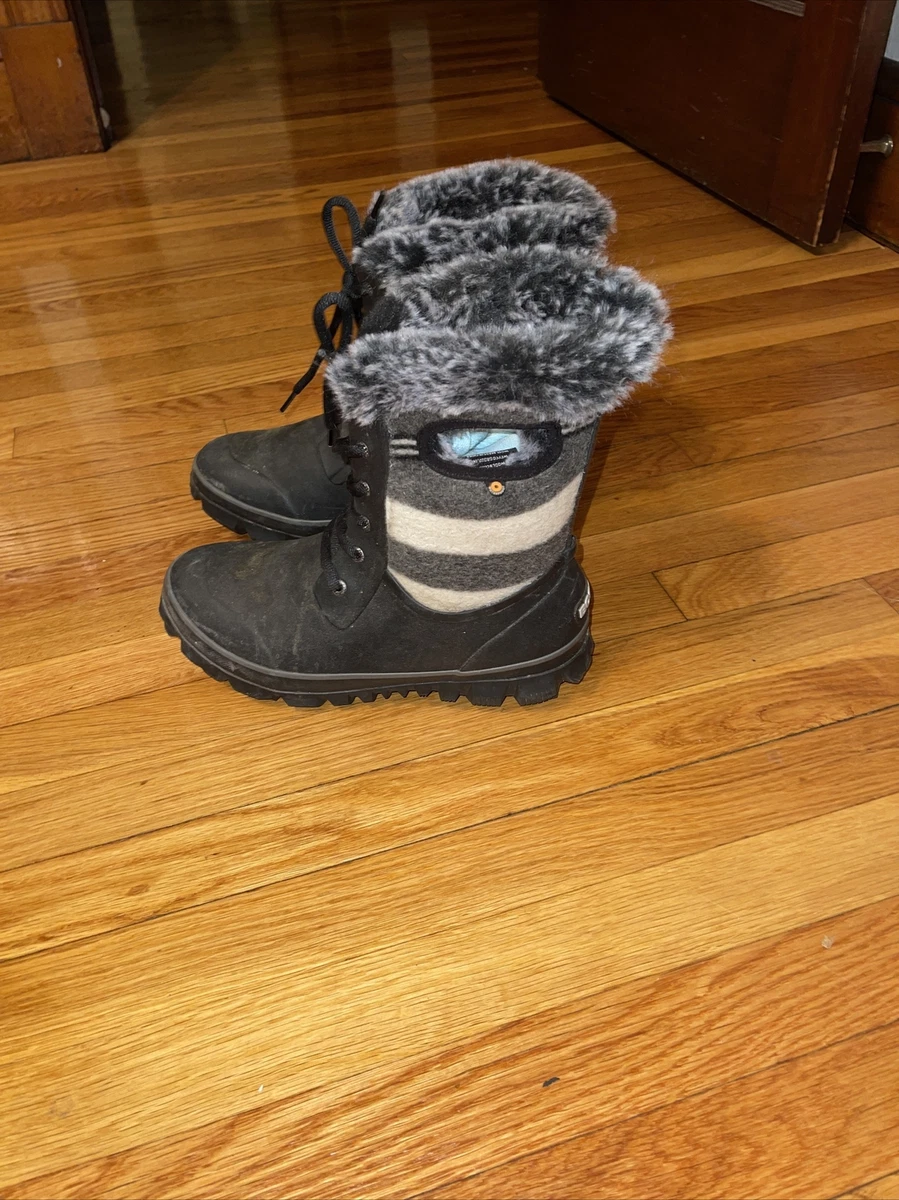 BOGS ARCATA KNIT Women's Size 10 Black Winter Boots Faux Fur