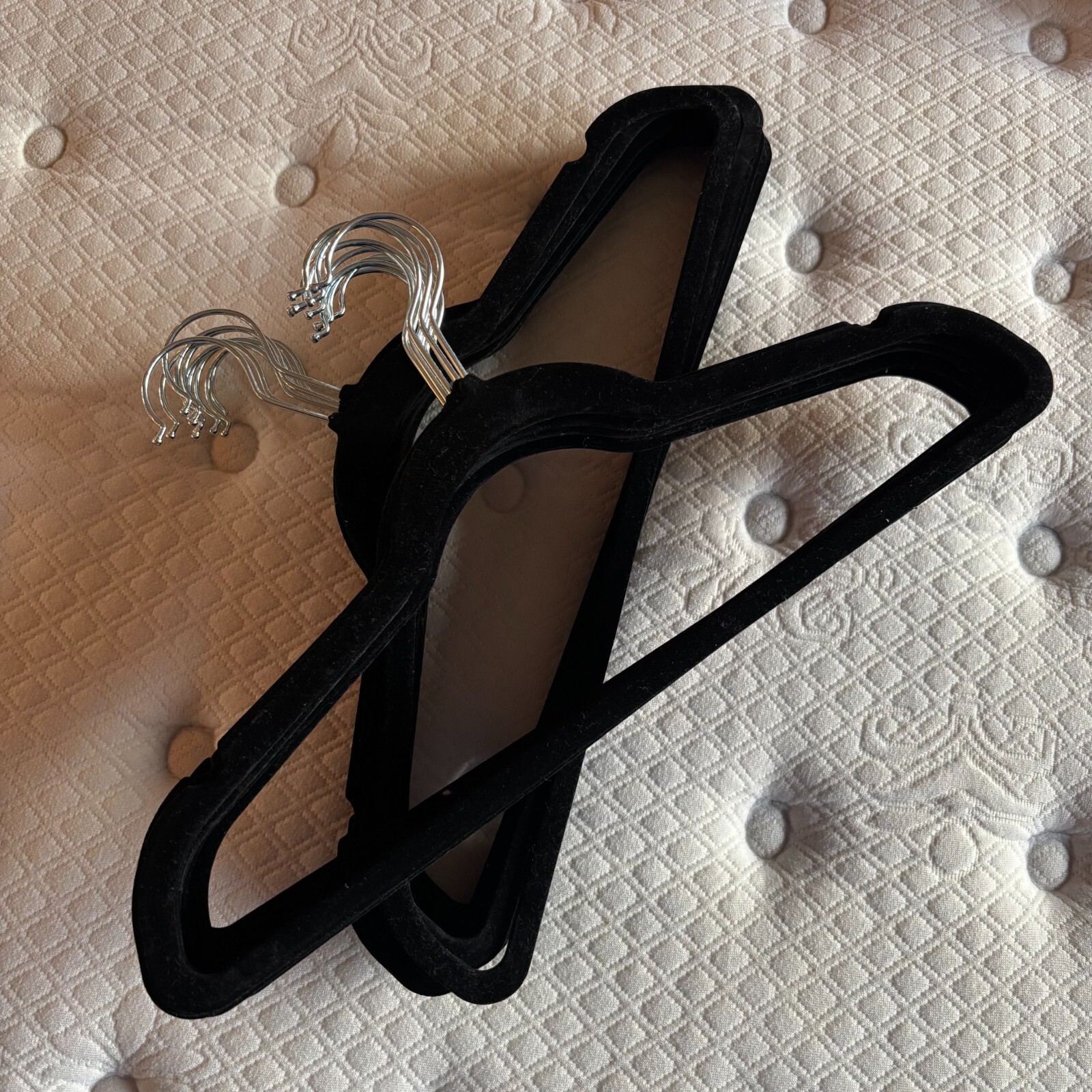 20 Black Velvet Non-Slip Heavy Duty Hangers Gently Used-image