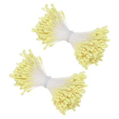 680-Pack 2mm Mini Double Heads Artificial Flower Stamen Pistil [Light Yellow]