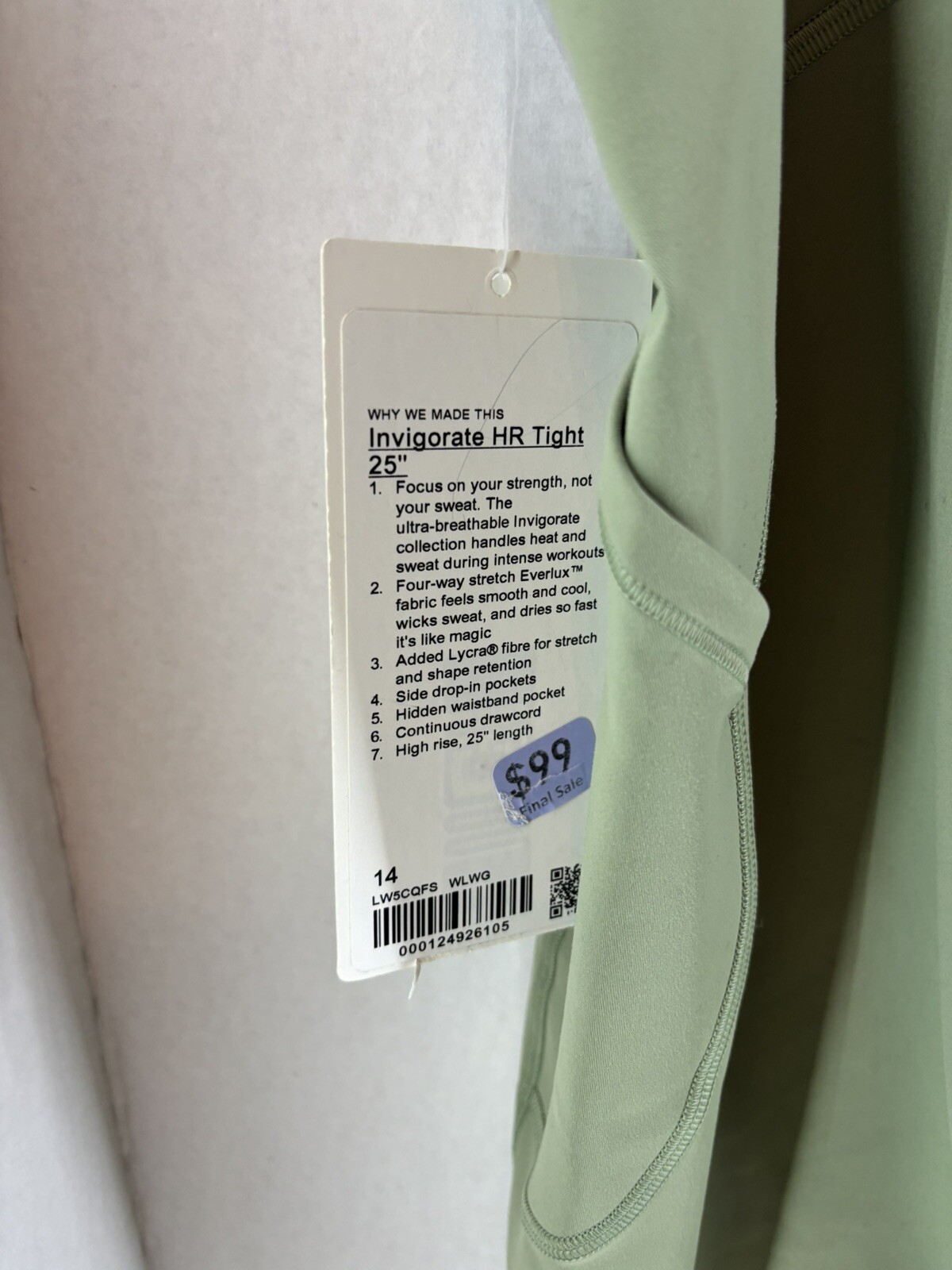 NWT Lululemon Women's Invigorate HR Tight 25” Leggings WLWG “Palm Court” Size 14 image 7