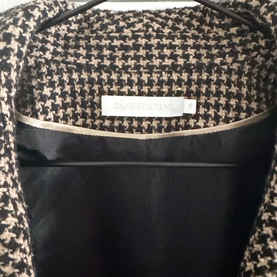 Blazer Anne Fontaine Marrón Pata de Gallo Noida 38/ EE. UU. 8 Foto 3 de 4