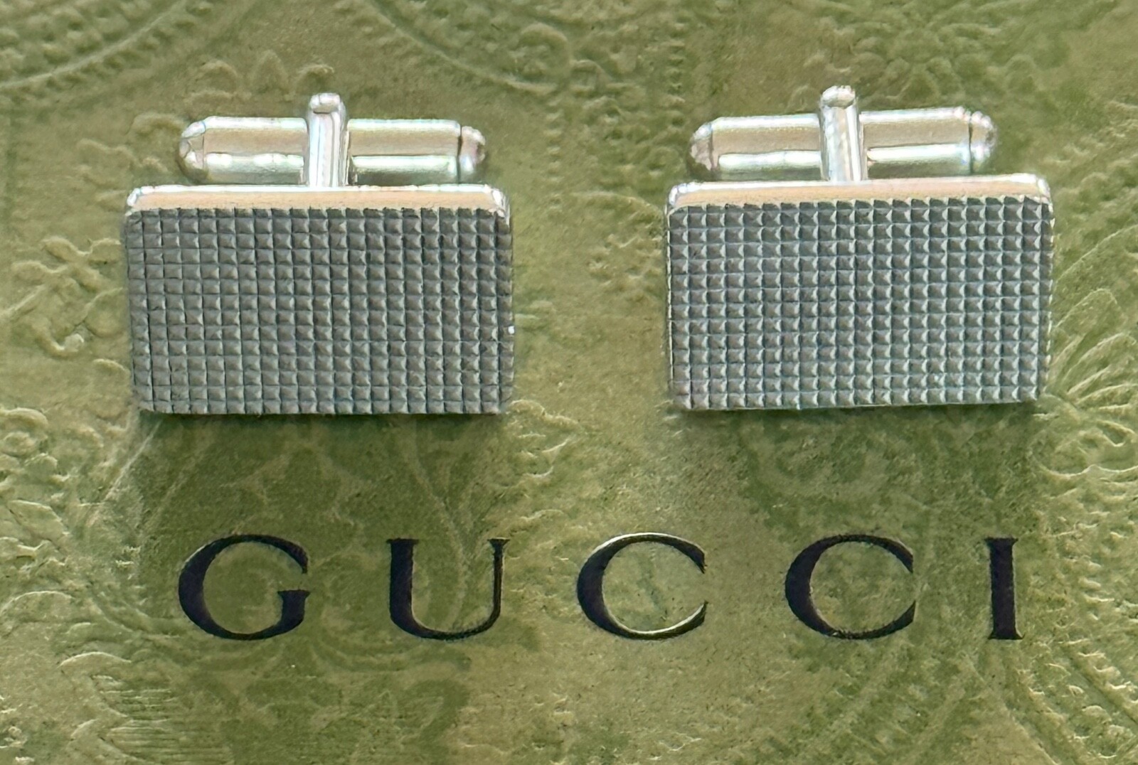 Gucci  Rectangular Cufflinks Textured   Sterling … - image 1