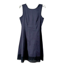 Donna Ricco Womens Dress Sleeveless 6 Classic Eyelet Trim Navy Blue Easter