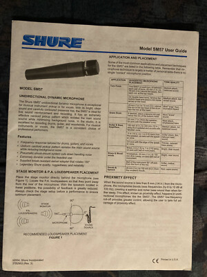 Shure SM 57 Original Owners Manual / User Manual from 2004
