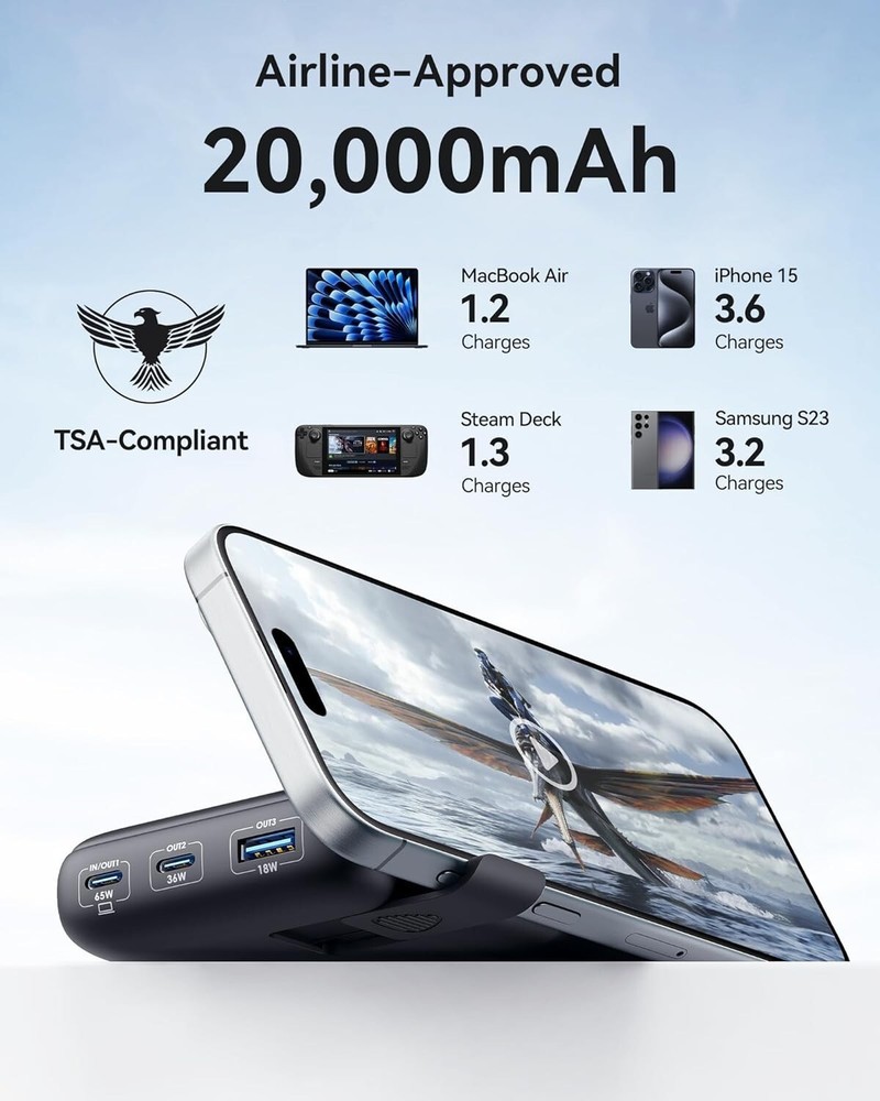 65W 20000mAh Fast Charging Power Bank for Laptops and Phones 65W 20000mAh Fast Charging Power Bank for Laptops and Phones