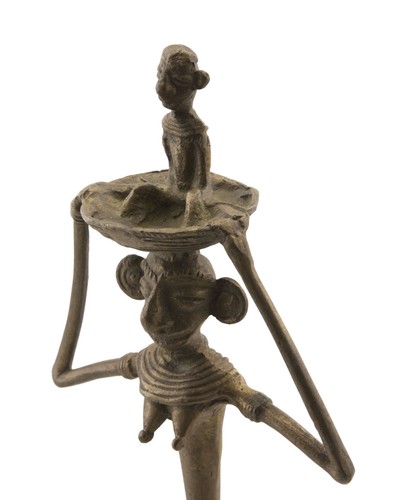 Statue de la Maternité dhokra - Femme et enfant - Art tribal Bastar Inde 2840 - Picture 3 of 8
