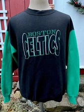 VTG Logo 7 Boston Celtics Black Sweatshirt Adult Size XL Embroidered RetroDesign