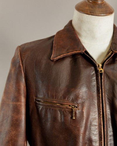 Chaqueta de motocicleta alemana de cuero de caballo de la década de 1940 con cinturón - Imagen 11 de 24